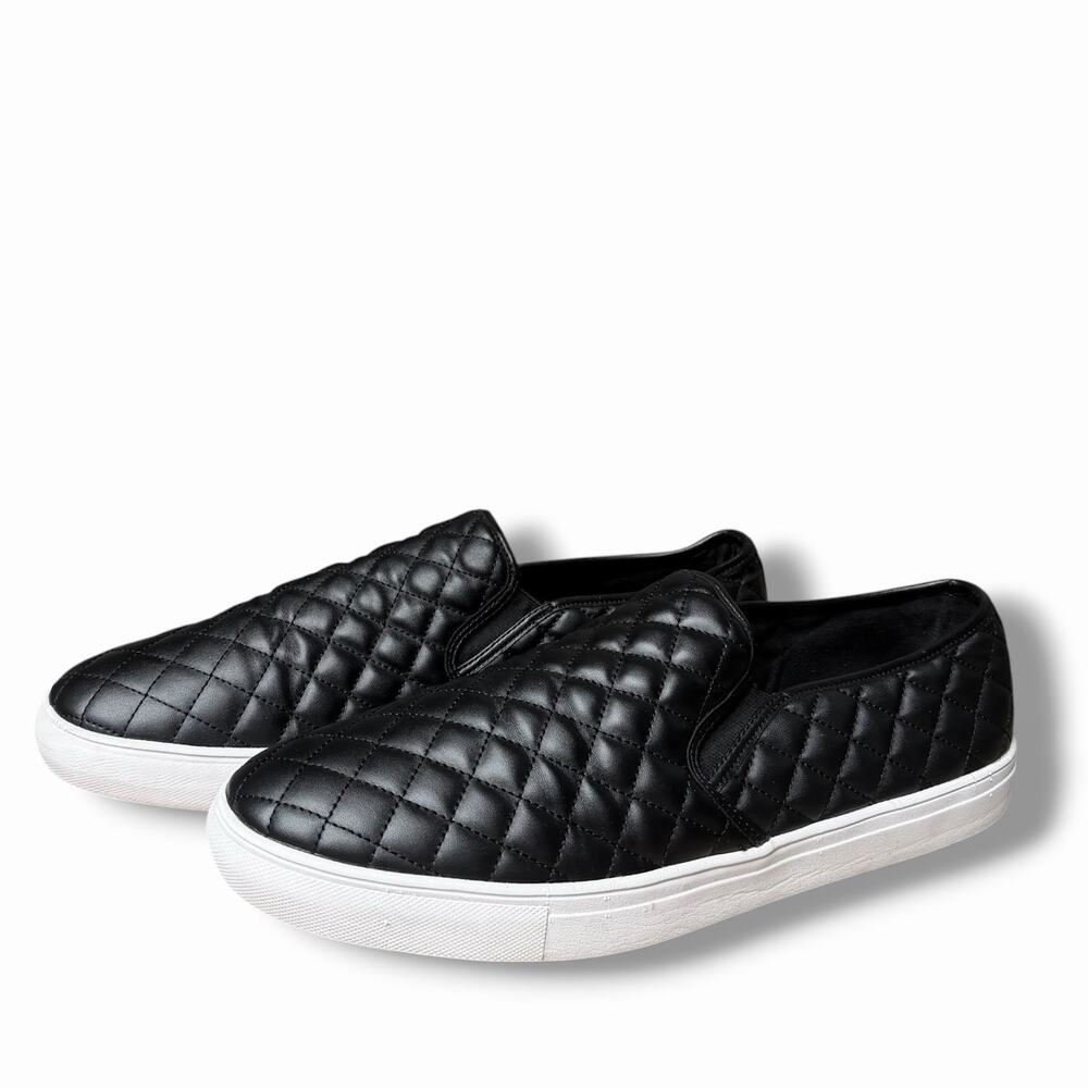 Steve Madden Loafers Shoe Vegan Black Element Black Qulited Slip On Mens Size 13